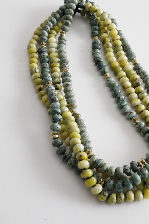 African Turquoise with Gold Hematite - Single Strand