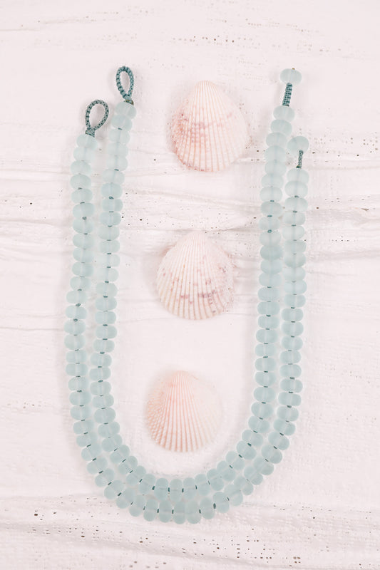 Aqua Blue Sea Glass Necklace