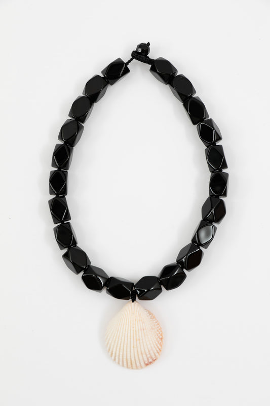 Black Onyx Cube & Shell Necklace