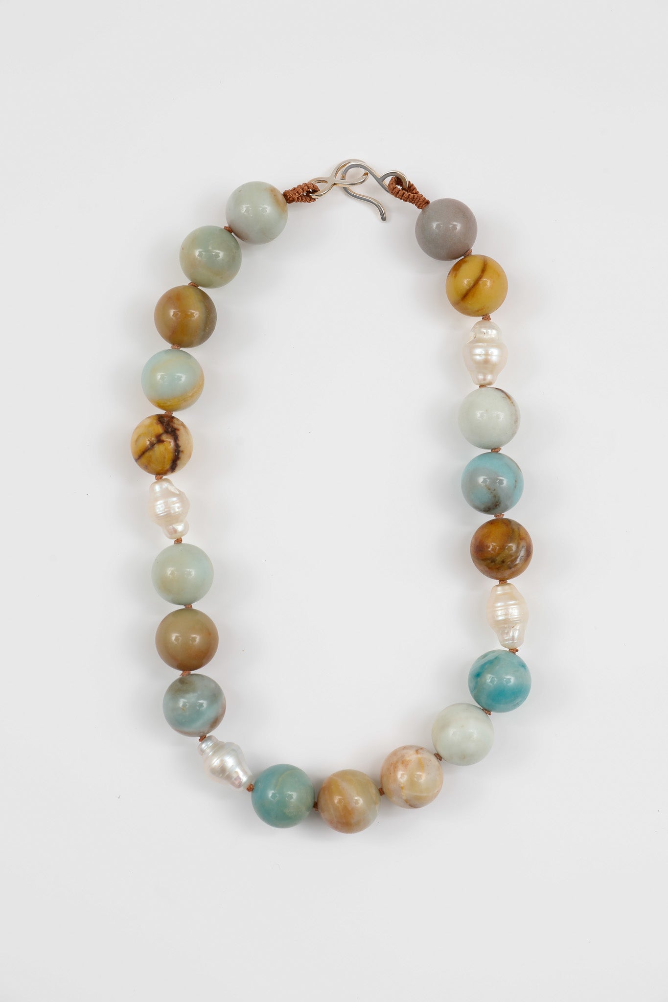 Large Amazonite and Pearl Statement Necklace