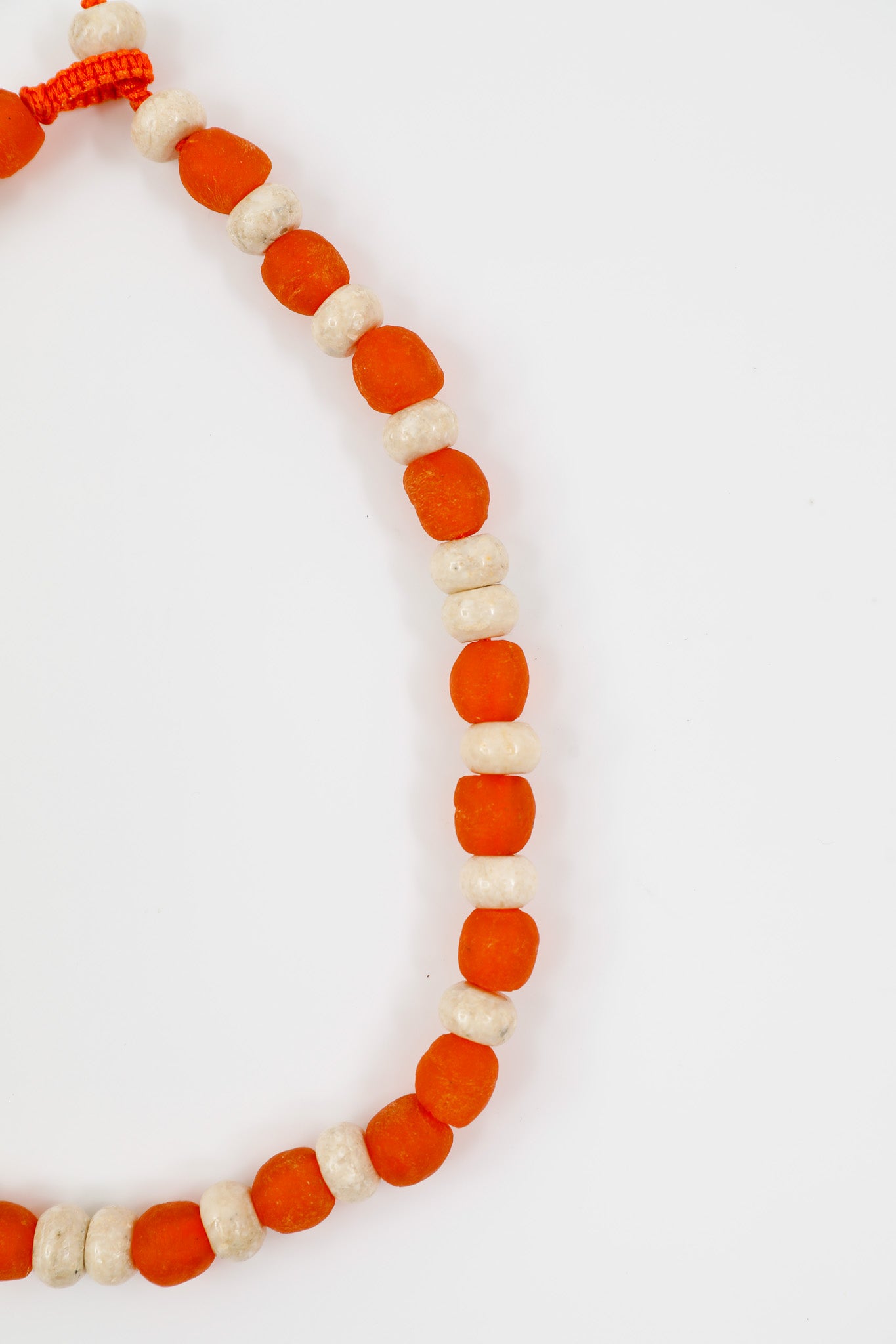 Orange Sea Glass and Riverstone Necklace