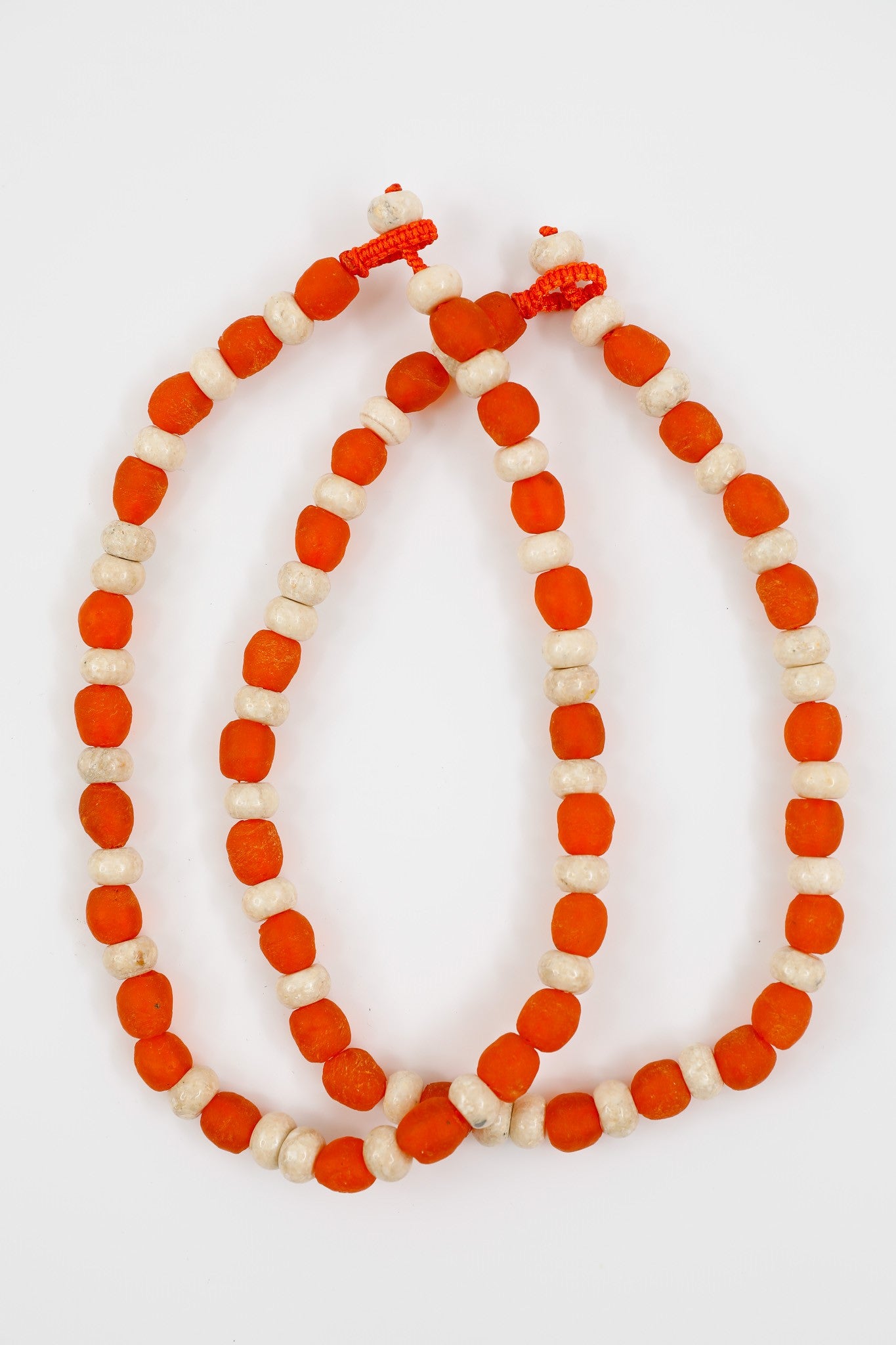 Orange Sea Glass and Riverstone Necklace