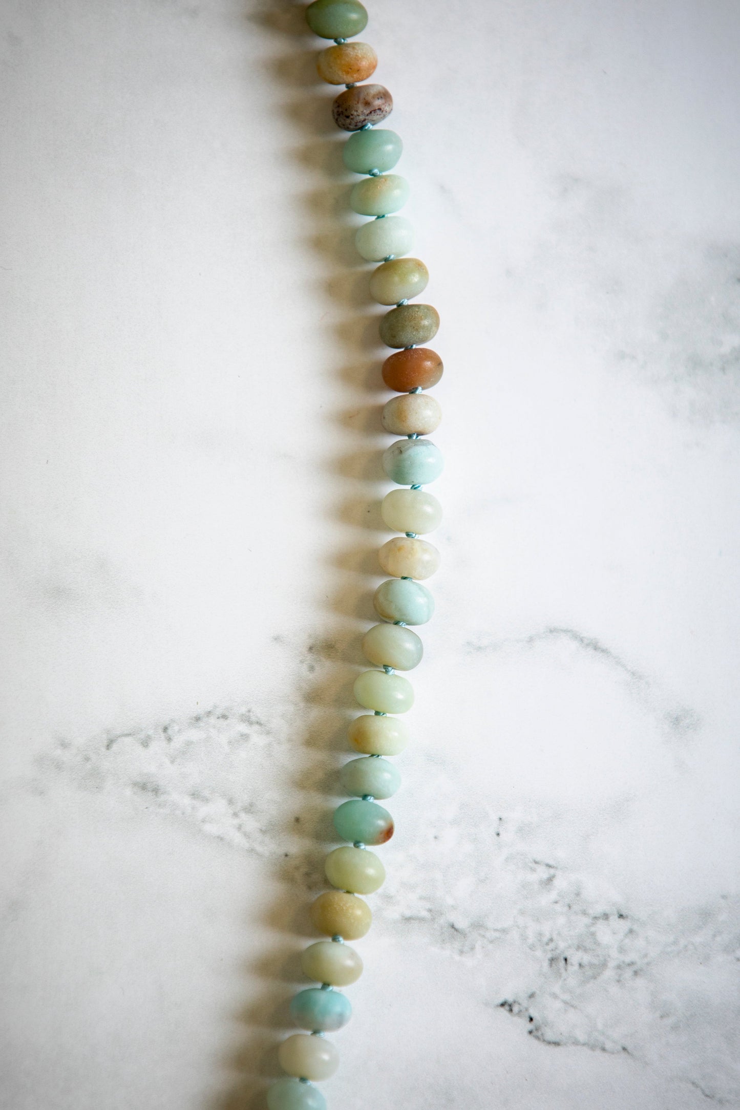 Amazonite and Micro Pearl Button Candy Necklace - Gemstone