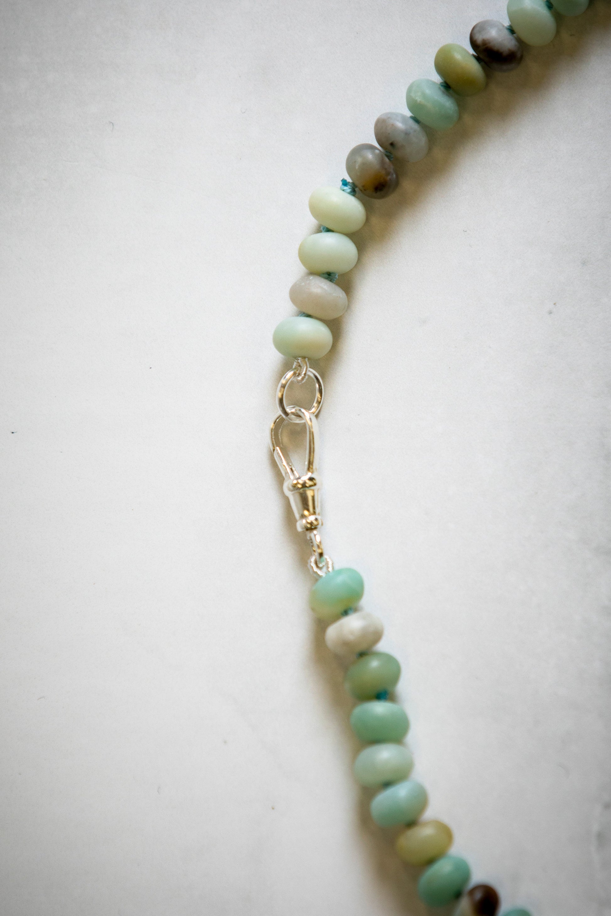 Amazonite and Micro Pearl Button Candy Necklace - Gemstone