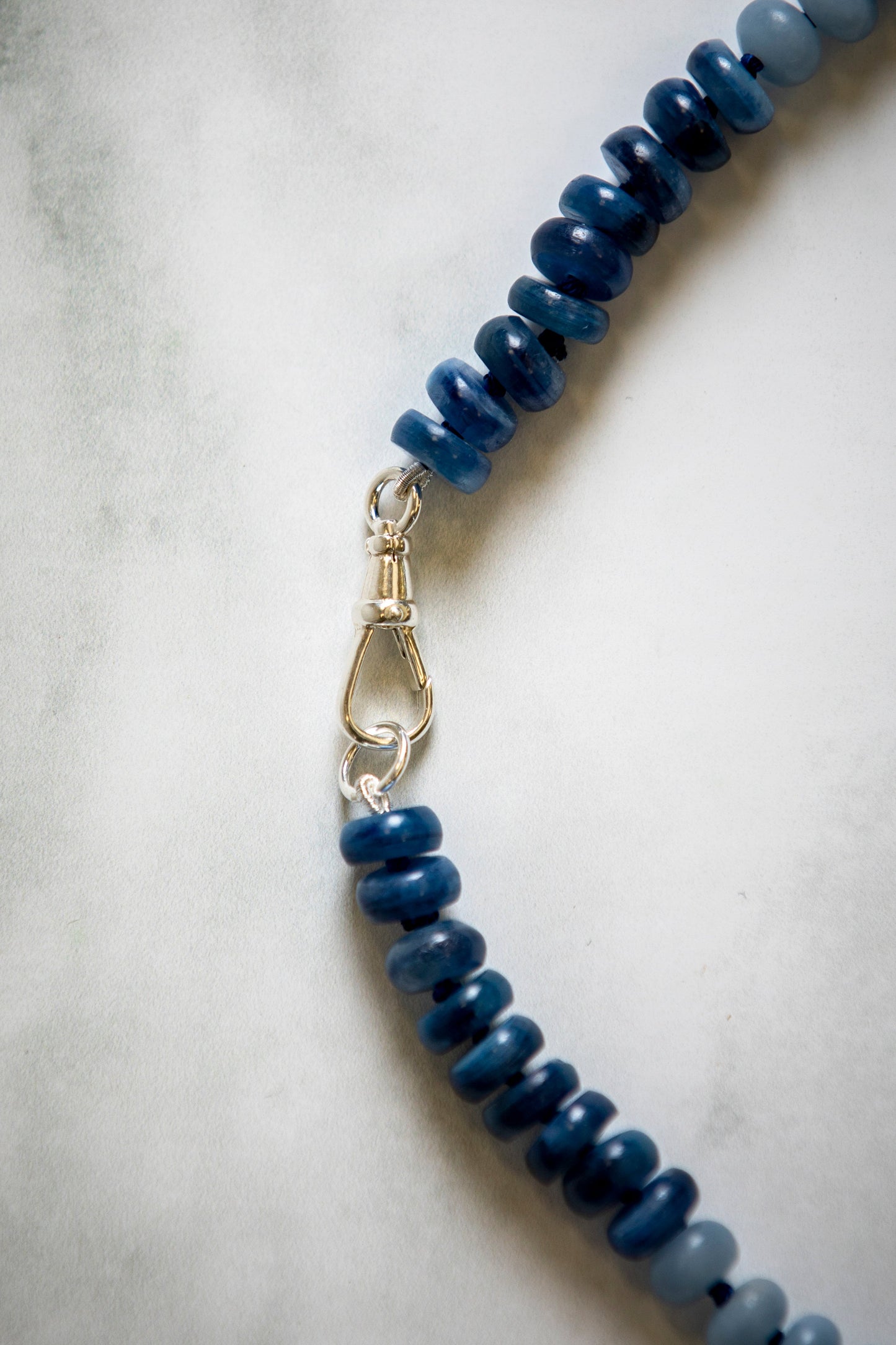 Blue Kyanite and Angelite Button Candy Necklace - Gemstone